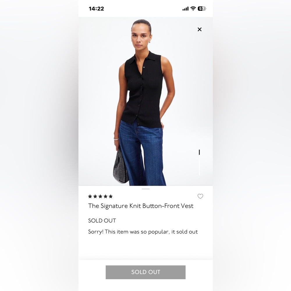 Madewell Black Sleeveless Button-Up Top